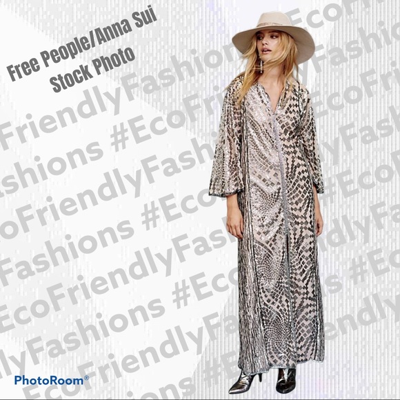 Free People / Anna Sui Silver Sequence Maxi Dress